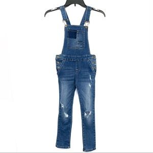 7 For All Mankind Girls DISTRESSED Denim Overalls